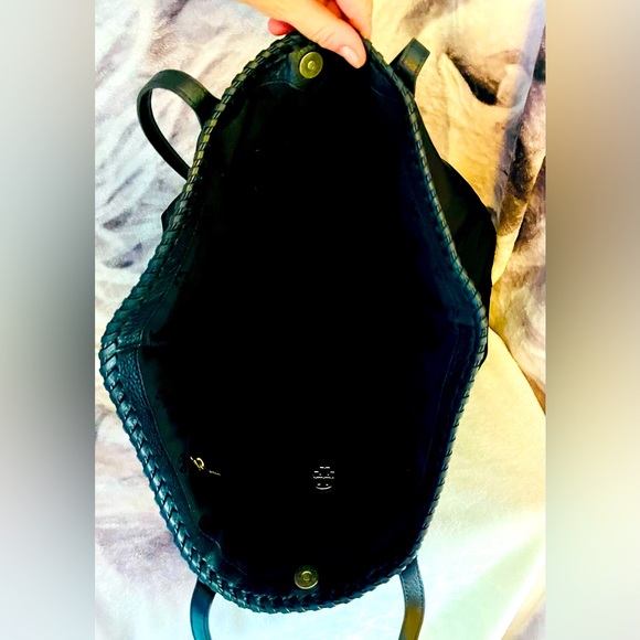 Tory Burch Marion East-West Black Nylon & Leather Tote - Picture 4 of 5